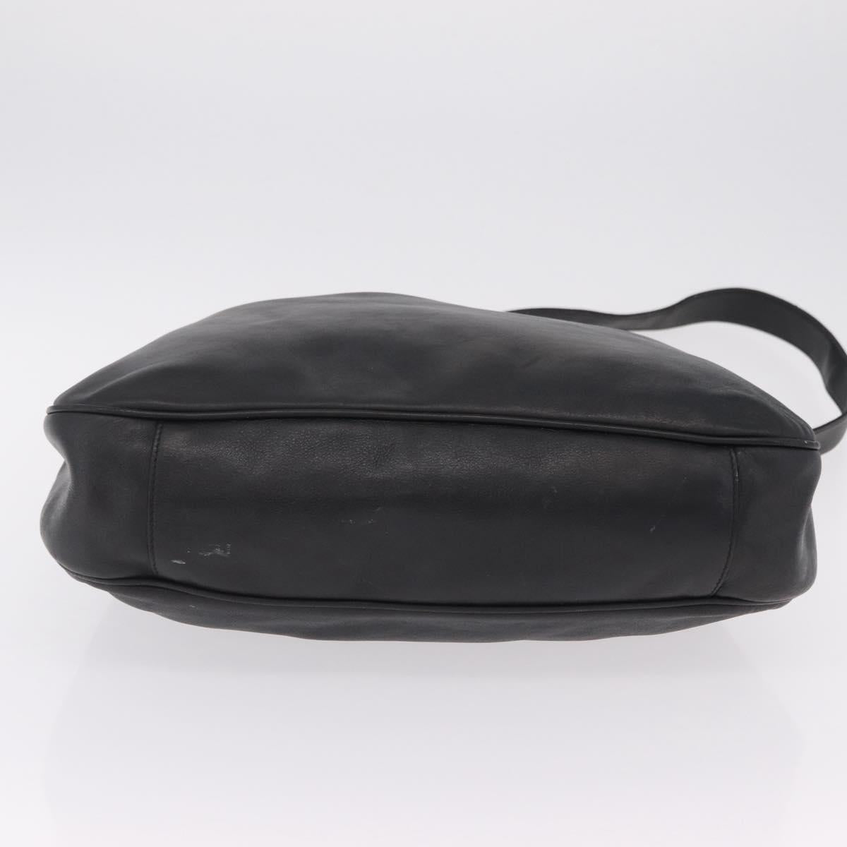 GUCCI Bamboo Hand Bag Leather Black Gold Tone 001 123 1577 Auth mr3072A