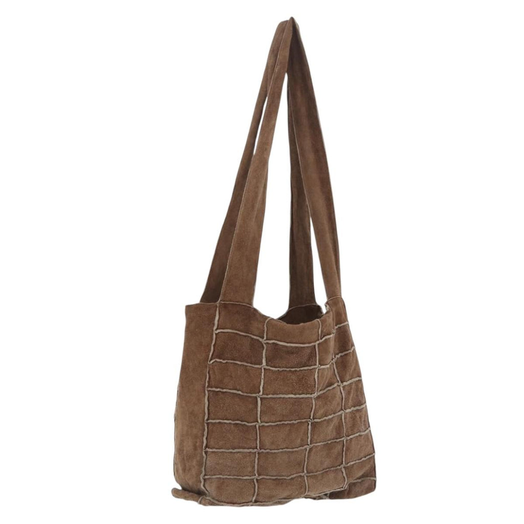 CHANEL Tote Bag Suede Brown CC Auth mr3127A