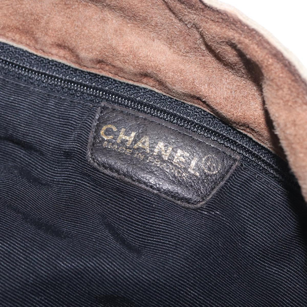 CHANEL Tote Bag Suede Brown CC Auth mr3127A