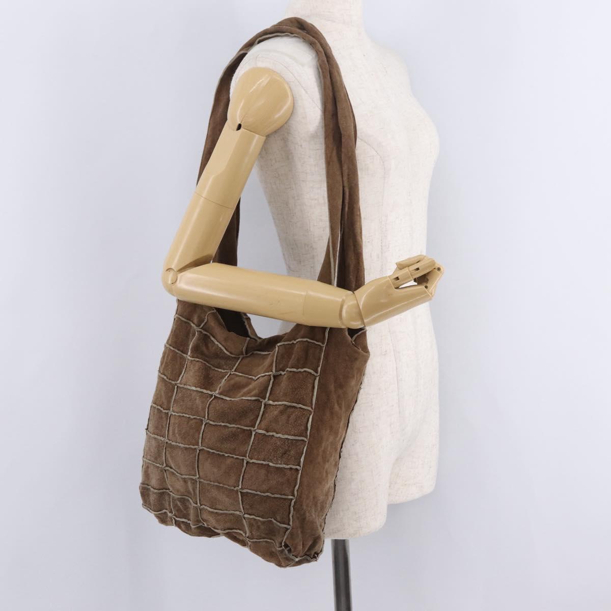 CHANEL Tote Bag Suede Brown CC Auth mr3127A