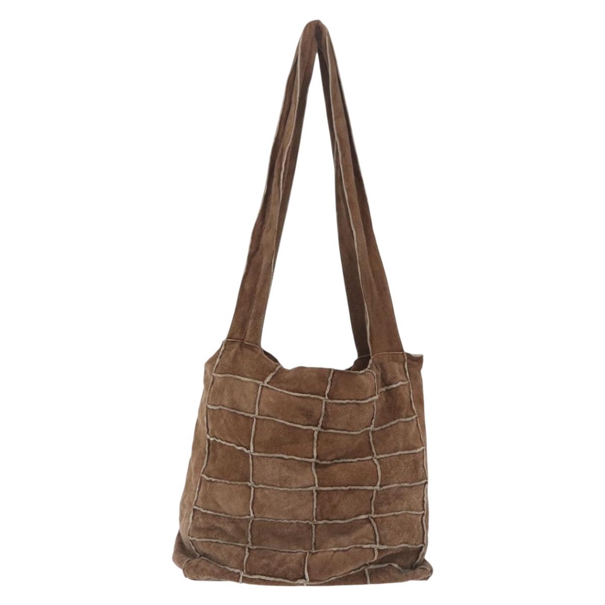CHANEL Tote Bag Suede Brown CC Auth mr3127A