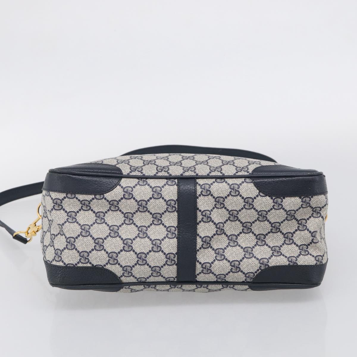 GUCCI Micro GG Supreme Hand Bag PVC 2way Navy Gold 002 122 0033 Auth mr3135