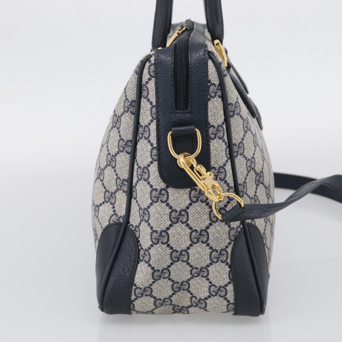 GUCCI Micro GG Supreme Hand Bag PVC 2way Navy Gold 002 122 0033 Auth mr3135