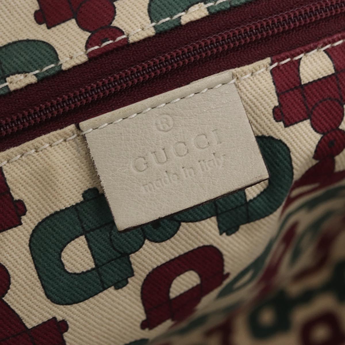 GUCCI GG Canvas Guccissima Tote Bag Leather White Gold 163805 Auth mr3143