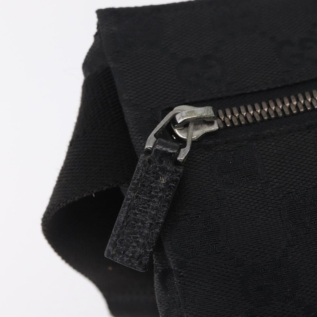 GUCCI GG Canvas Waist bag Black Silver 28566 Auth mr3150A