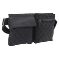 GUCCI GG Canvas Waist bag Black Silver 28566 Auth mr3150A