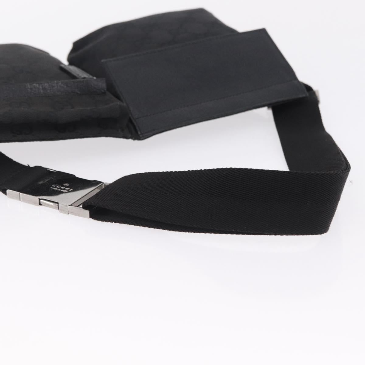 GUCCI GG Canvas Waist bag Black Silver 28566 Auth mr3150A