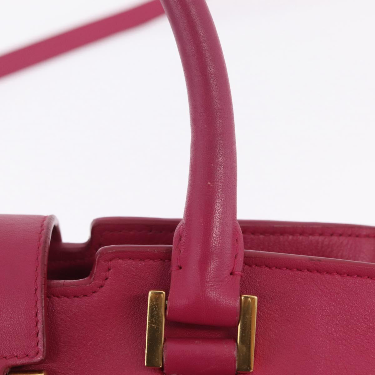 Saint Laurent Hand Bag Leather 2way Pink Gold Auth mr3162A