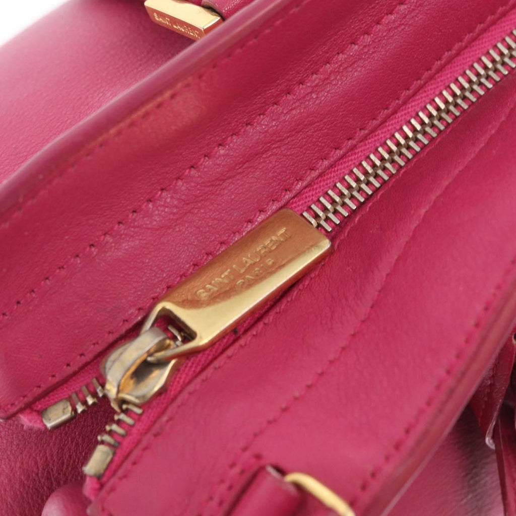 Saint Laurent Hand Bag Leather 2way Pink Gold Auth mr3162A