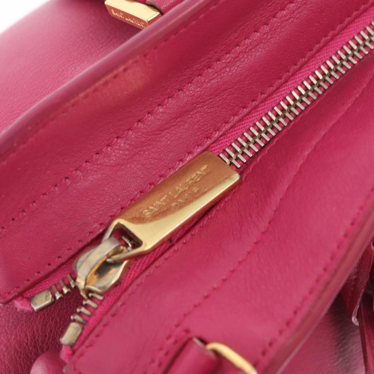 Saint Laurent Hand Bag Leather 2way Pink Gold Auth mr3162A