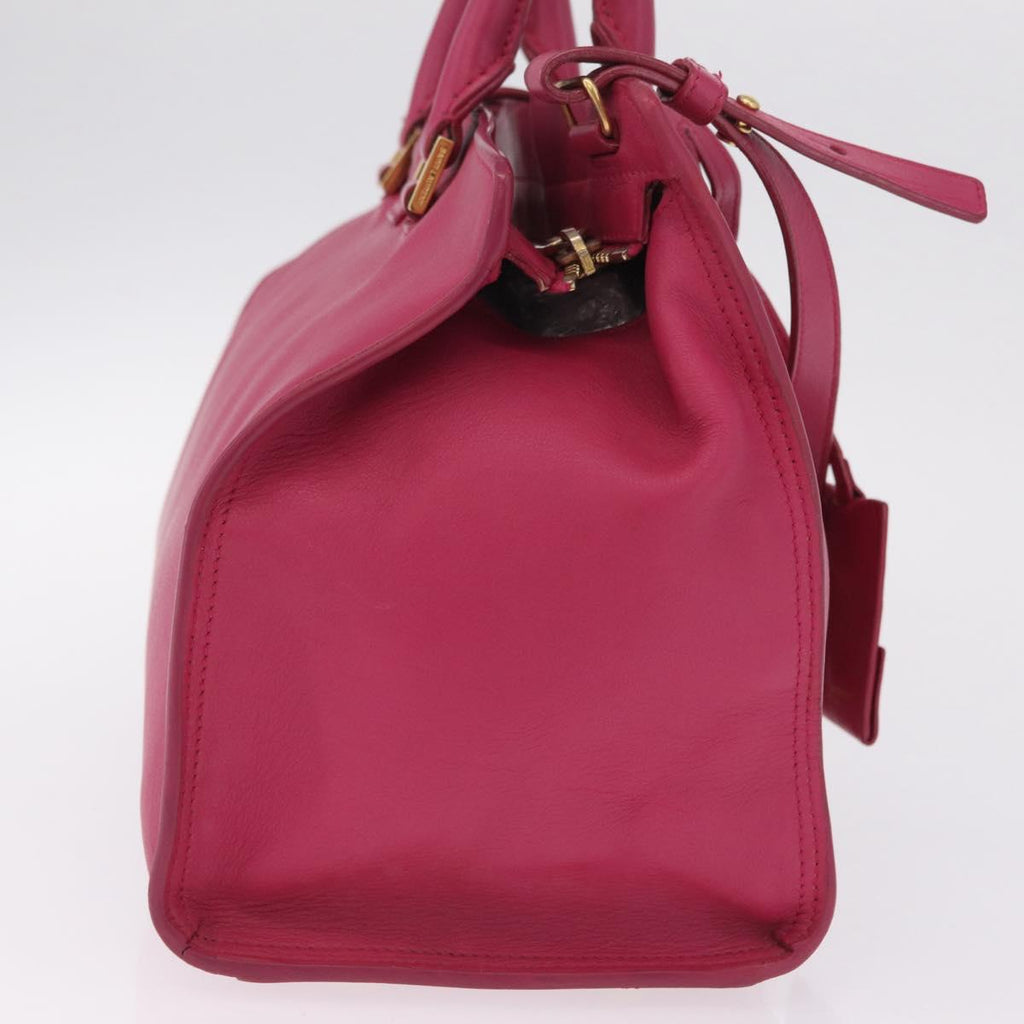 Saint Laurent Hand Bag Leather 2way Pink Gold Auth mr3162A
