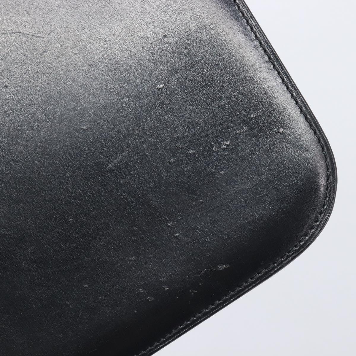 CELINE Horse Carriage Shoulder Bag Leather Black Gold Auth mr3168