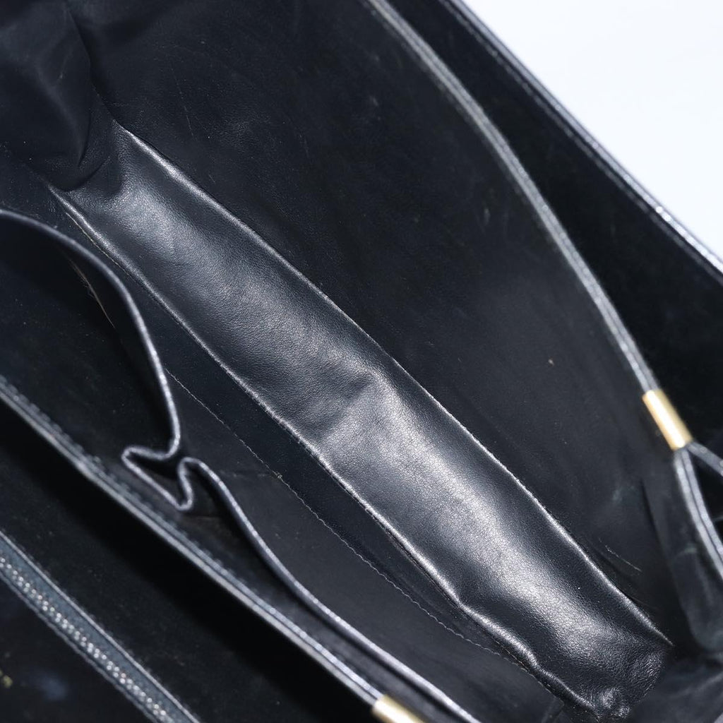 CELINE Horse Carriage Shoulder Bag Leather Black Gold Auth mr3168