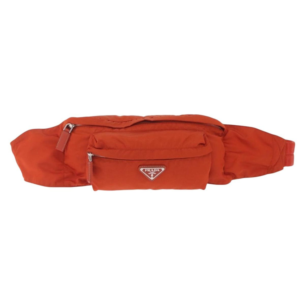 PRADA Waist bag Nylon Orange Silver Auth mr3174A