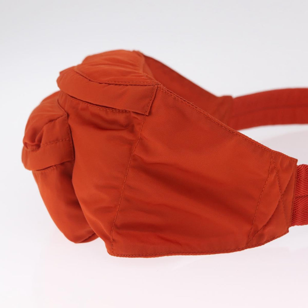 PRADA Waist bag Nylon Orange Silver Auth mr3174A