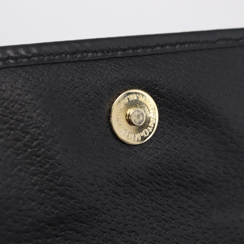 CELINE Macadam Canvas Pouch PVC Leather Black Gold Auth mr3184A