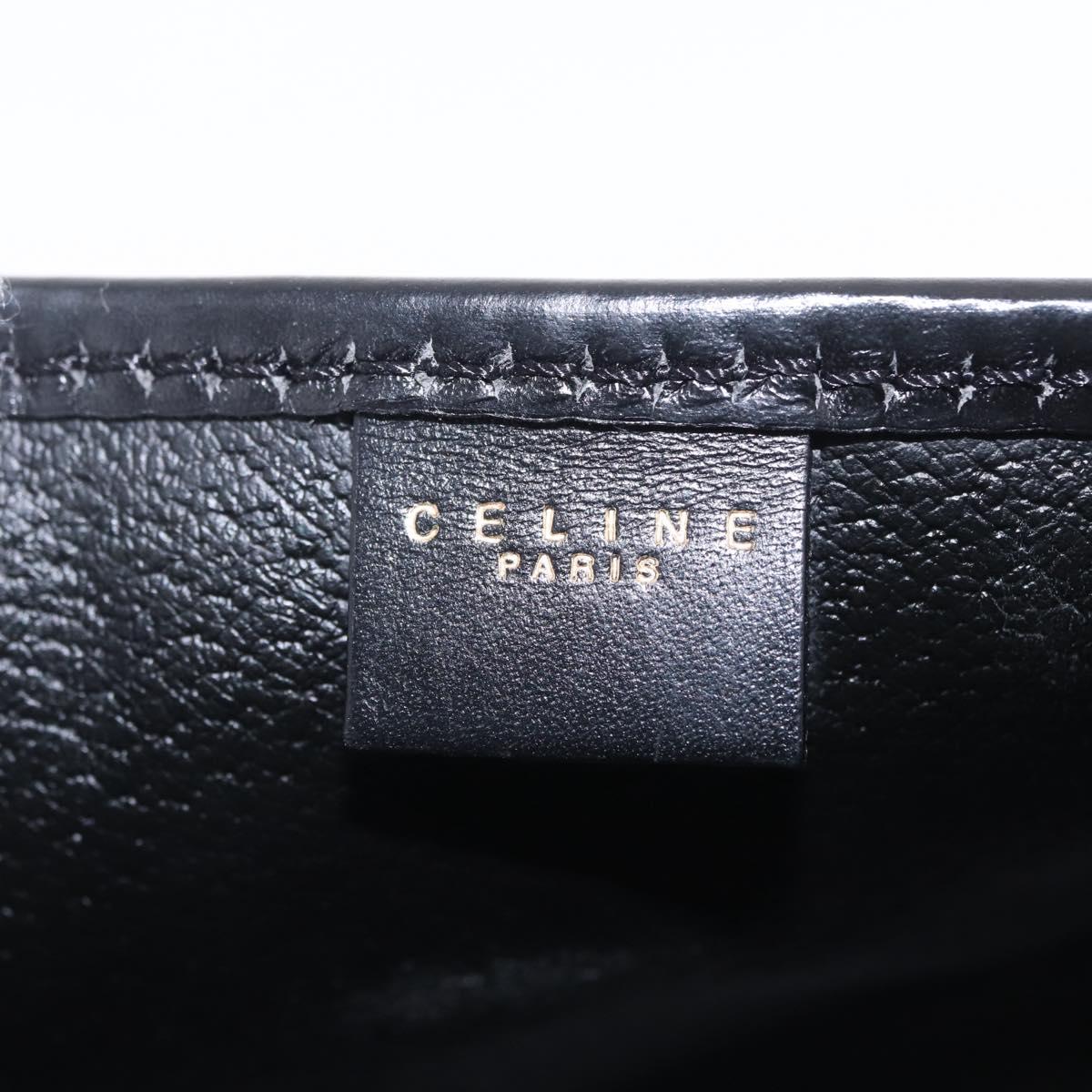 CELINE Macadam Canvas Pouch PVC Leather Black Gold Auth mr3184A