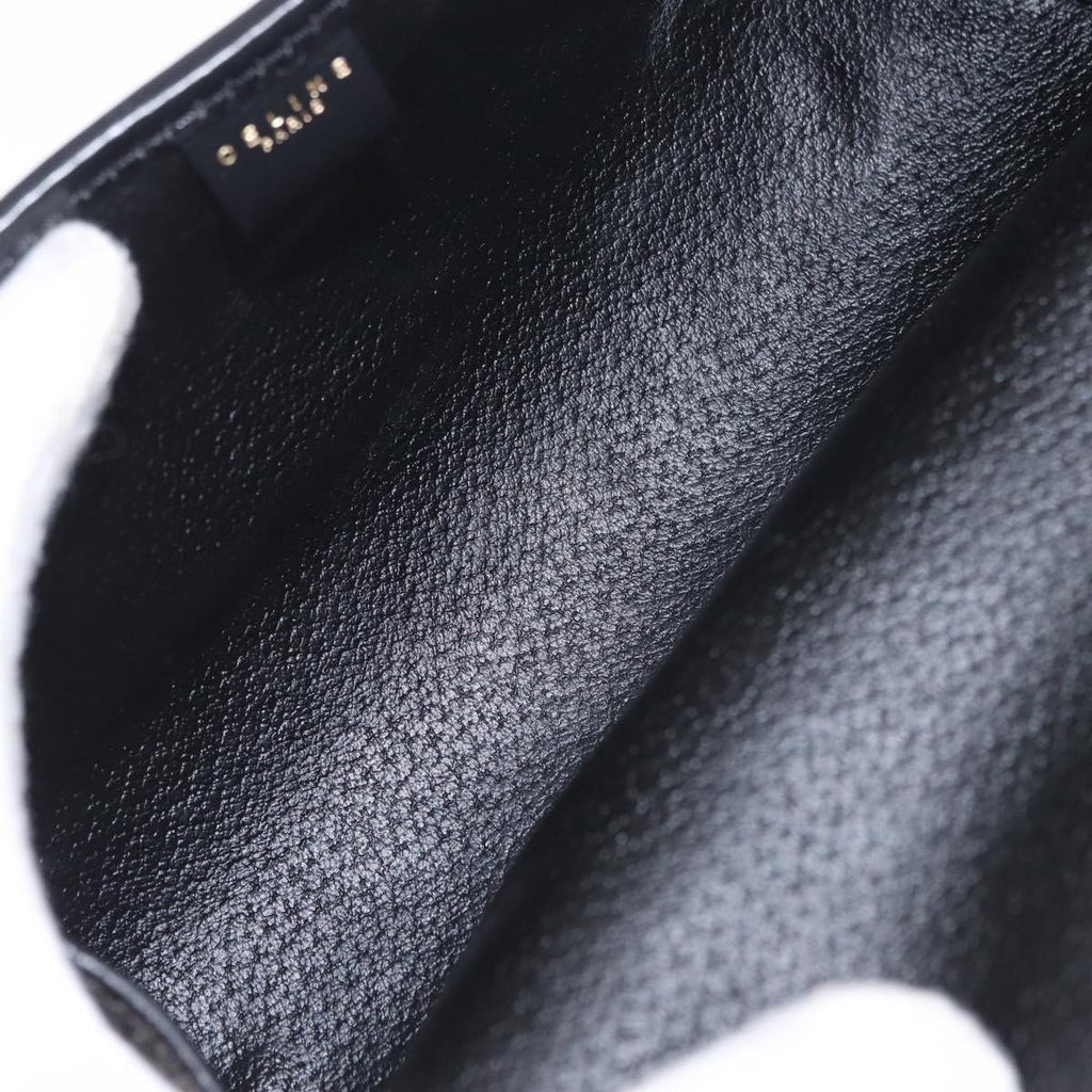 CELINE Macadam Canvas Pouch PVC Leather Black Gold Auth mr3184A