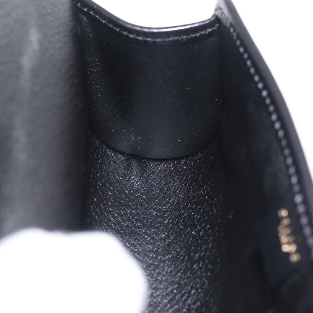 CELINE Macadam Canvas Pouch PVC Leather Black Gold Auth mr3184A