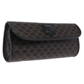 CELINE Macadam Canvas Pouch PVC Leather Black Gold Auth mr3184A