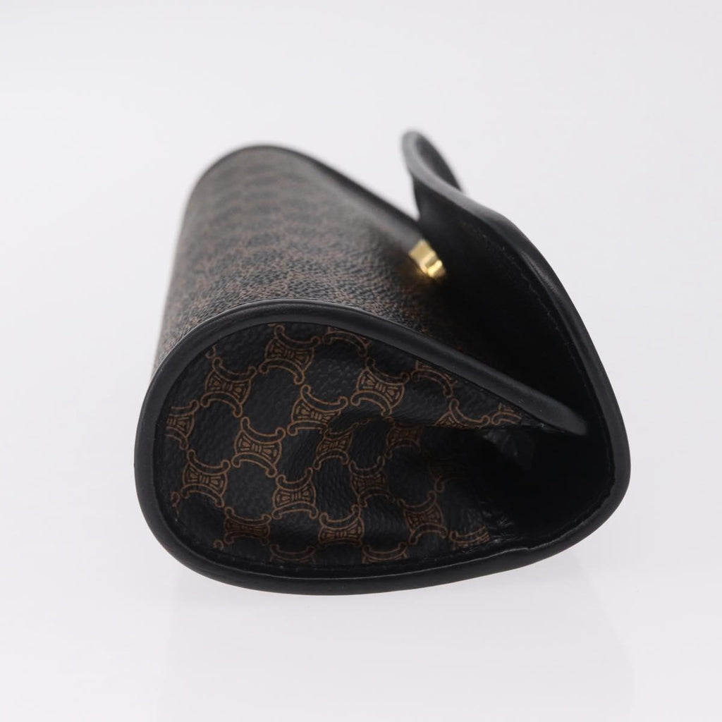 CELINE Macadam Canvas Pouch PVC Leather Black Gold Auth mr3184A