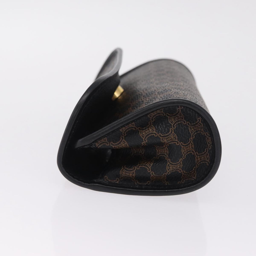CELINE Macadam Canvas Pouch PVC Leather Black Gold Auth mr3184A