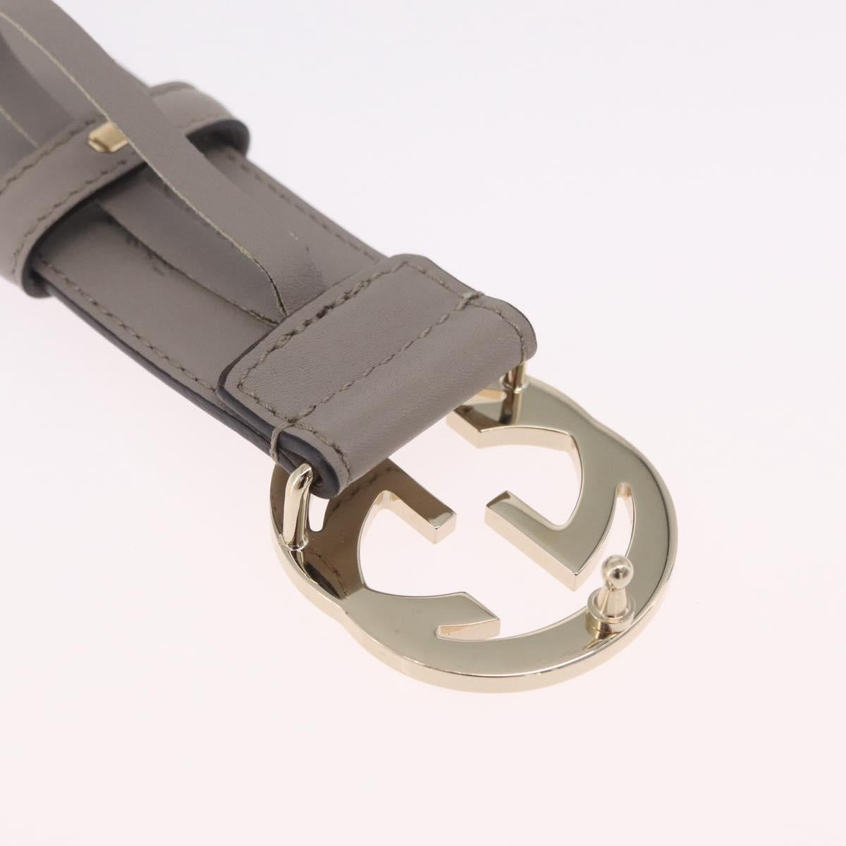GUCCI Belt Leather 37.4"" Gray Gold 409417 Auth mr3188A