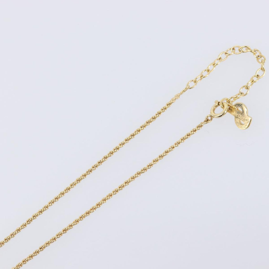 Christian Dior Rhinestone Necklace Metal Gold Tone Black Auth SK139V