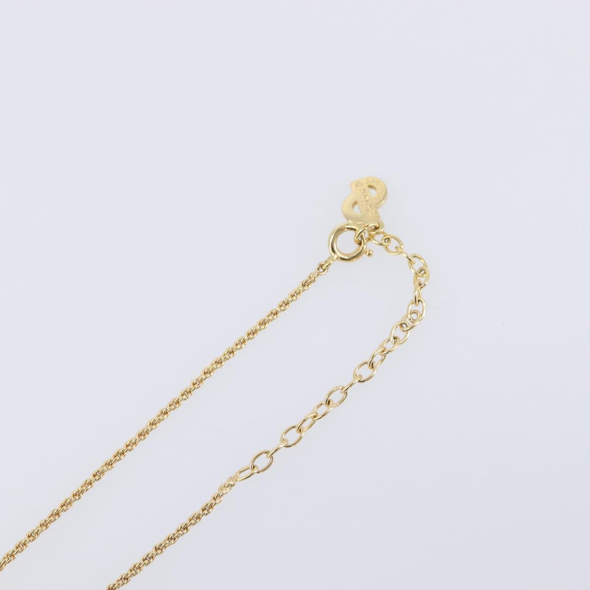 Christian Dior Rhinestone Necklace Metal Gold Tone Black Auth SK139V