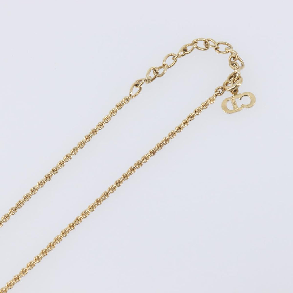 Christian Dior Teardrop Necklace Metal Gold Tone Auth SK149V