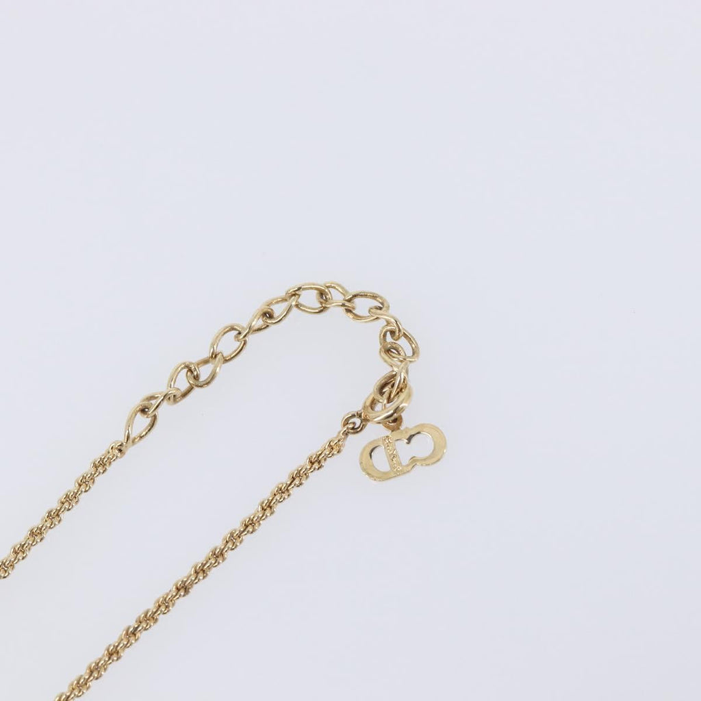 Christian Dior Teardrop Necklace Metal Gold Tone Auth SK149V