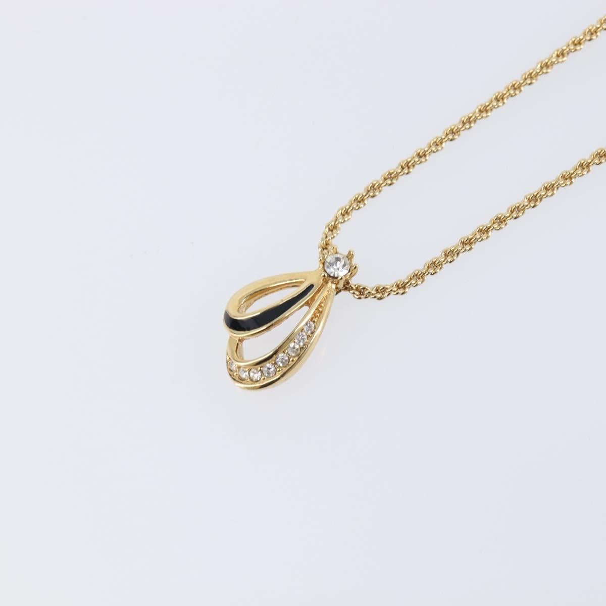 Christian Dior Teardrop Necklace Metal Gold Tone Auth SK149V