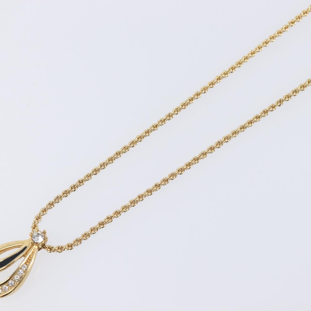 Christian Dior Teardrop Necklace Metal Gold Tone Auth SK149V