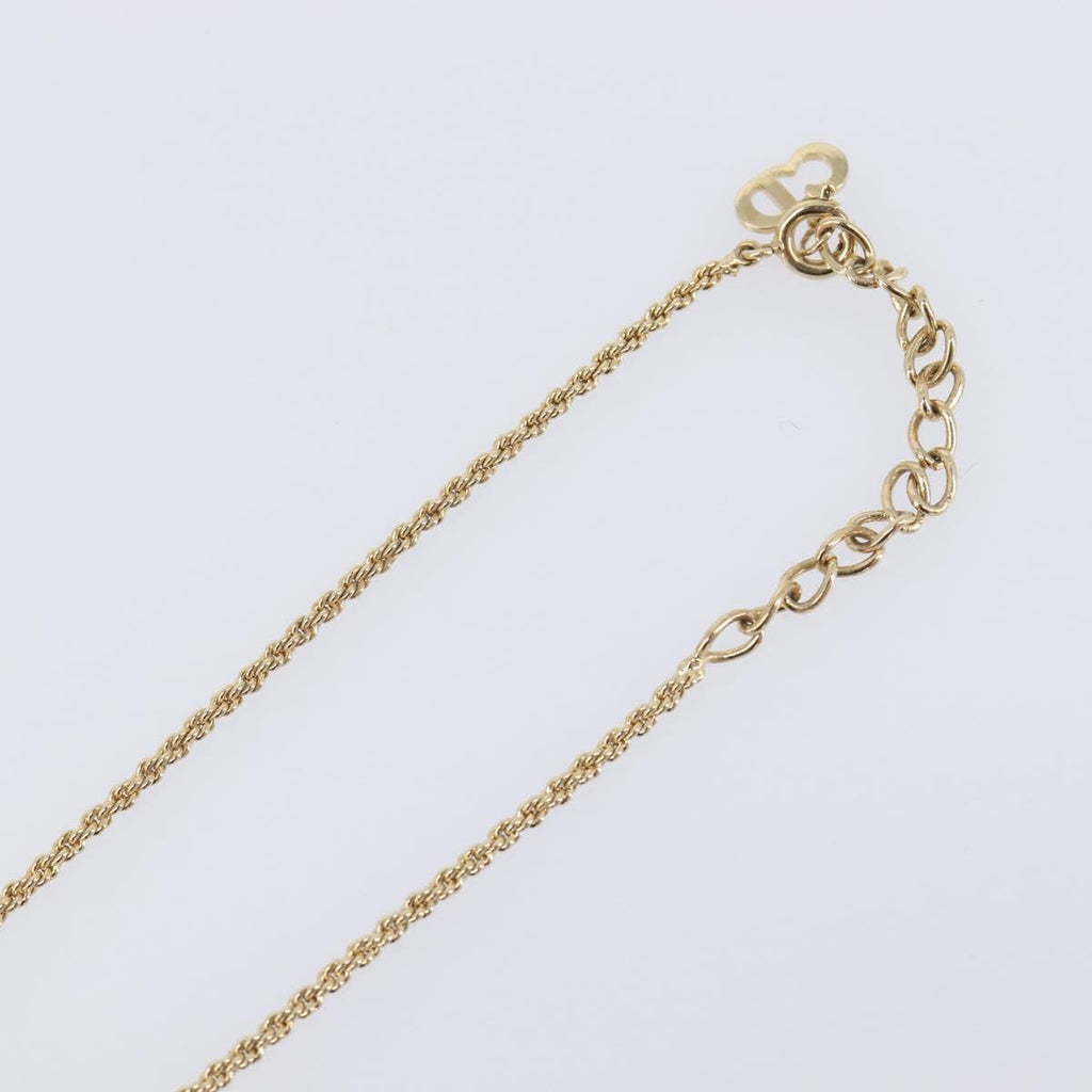Christian Dior Teardrop Necklace Metal Gold Tone Auth SK149V