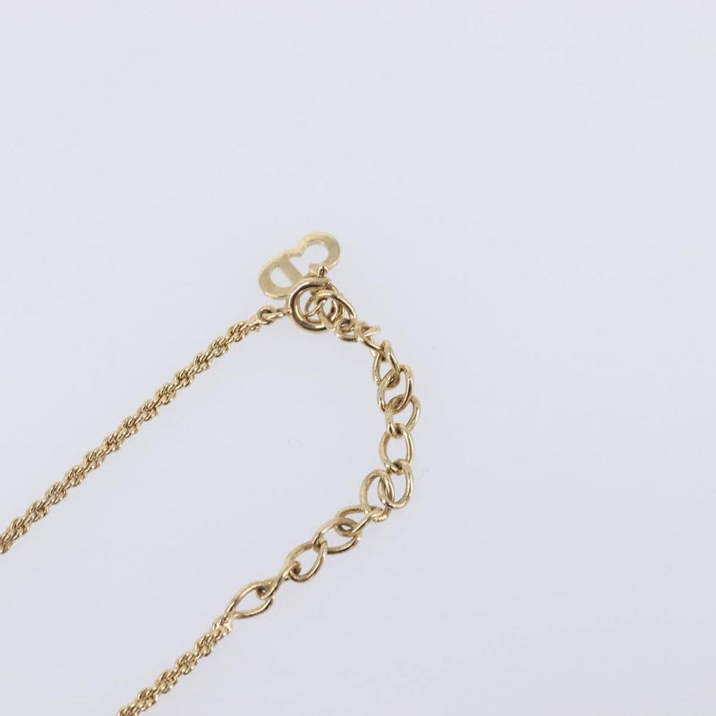 Christian Dior Teardrop Necklace Metal Gold Tone Auth SK149V