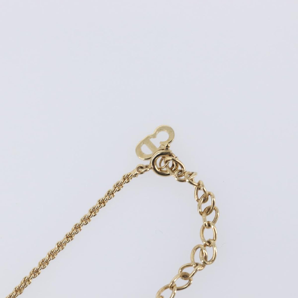 Christian Dior Teardrop Necklace Metal Gold Tone Auth SK149V