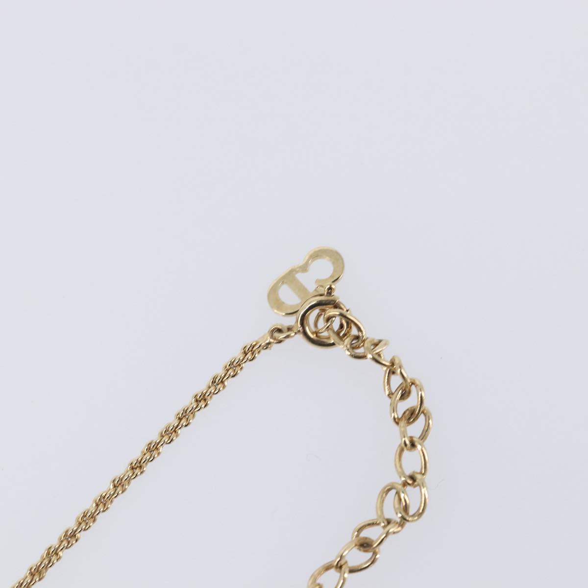 Christian Dior Teardrop Necklace Metal Gold Tone Auth SK149V