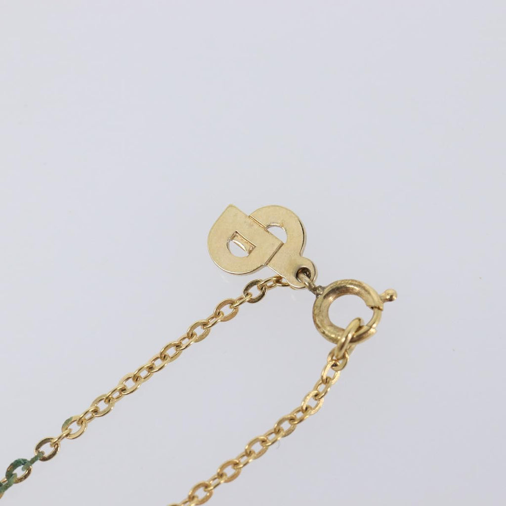 Christian Dior Rhinestone Necklace Metal Gold Tone Black Auth SK150