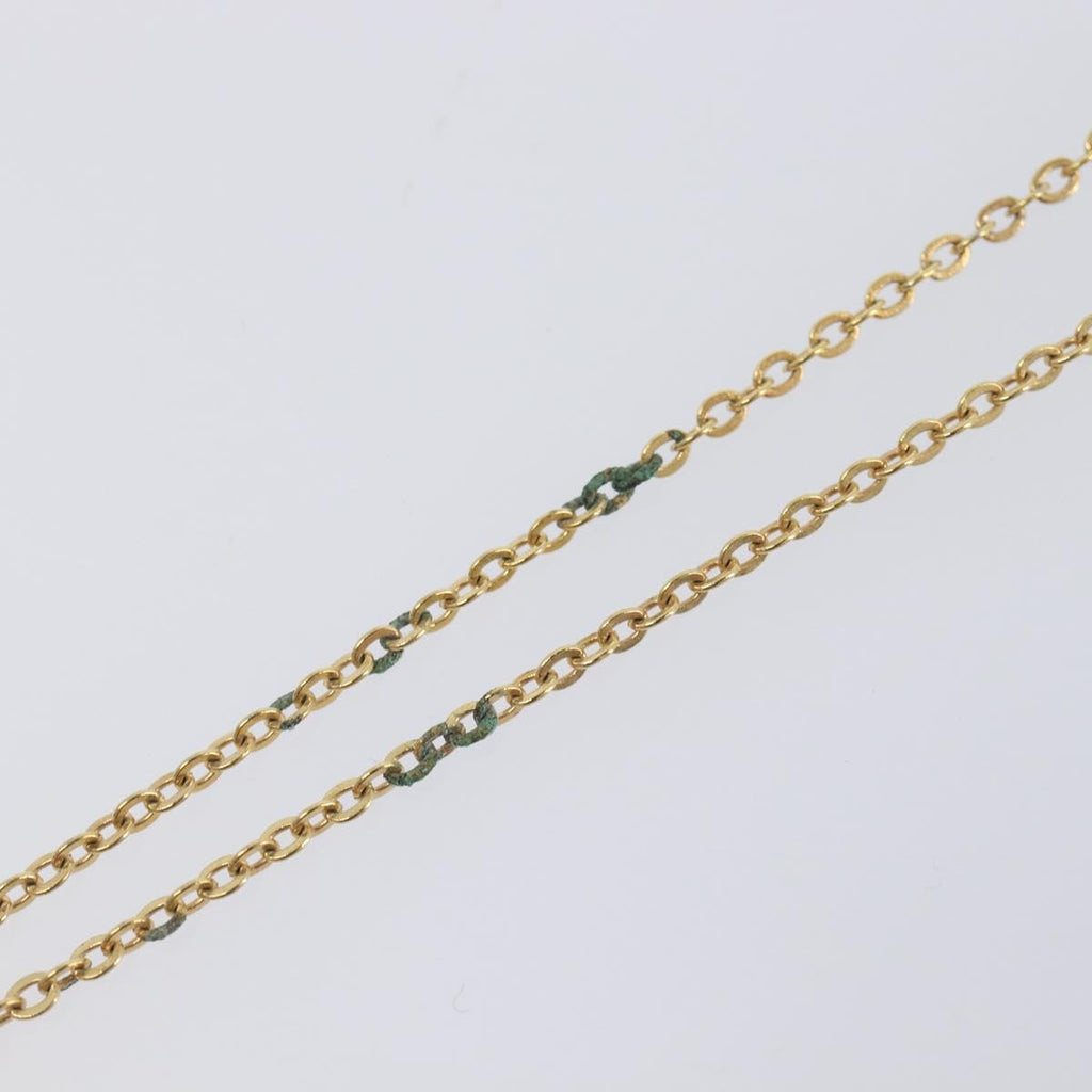 Christian Dior Rhinestone Necklace Metal Gold Tone Black Auth SK150
