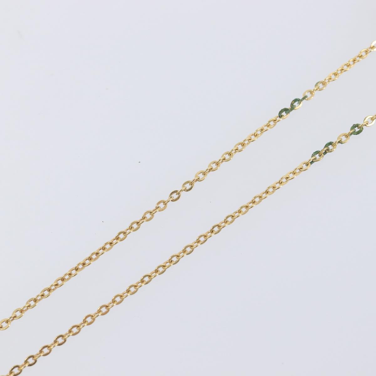 Christian Dior Rhinestone Necklace Metal Gold Tone Black Auth SK150