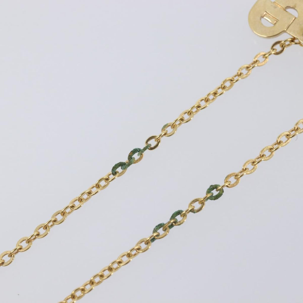 Christian Dior Rhinestone Necklace Metal Gold Tone Black Auth SK150