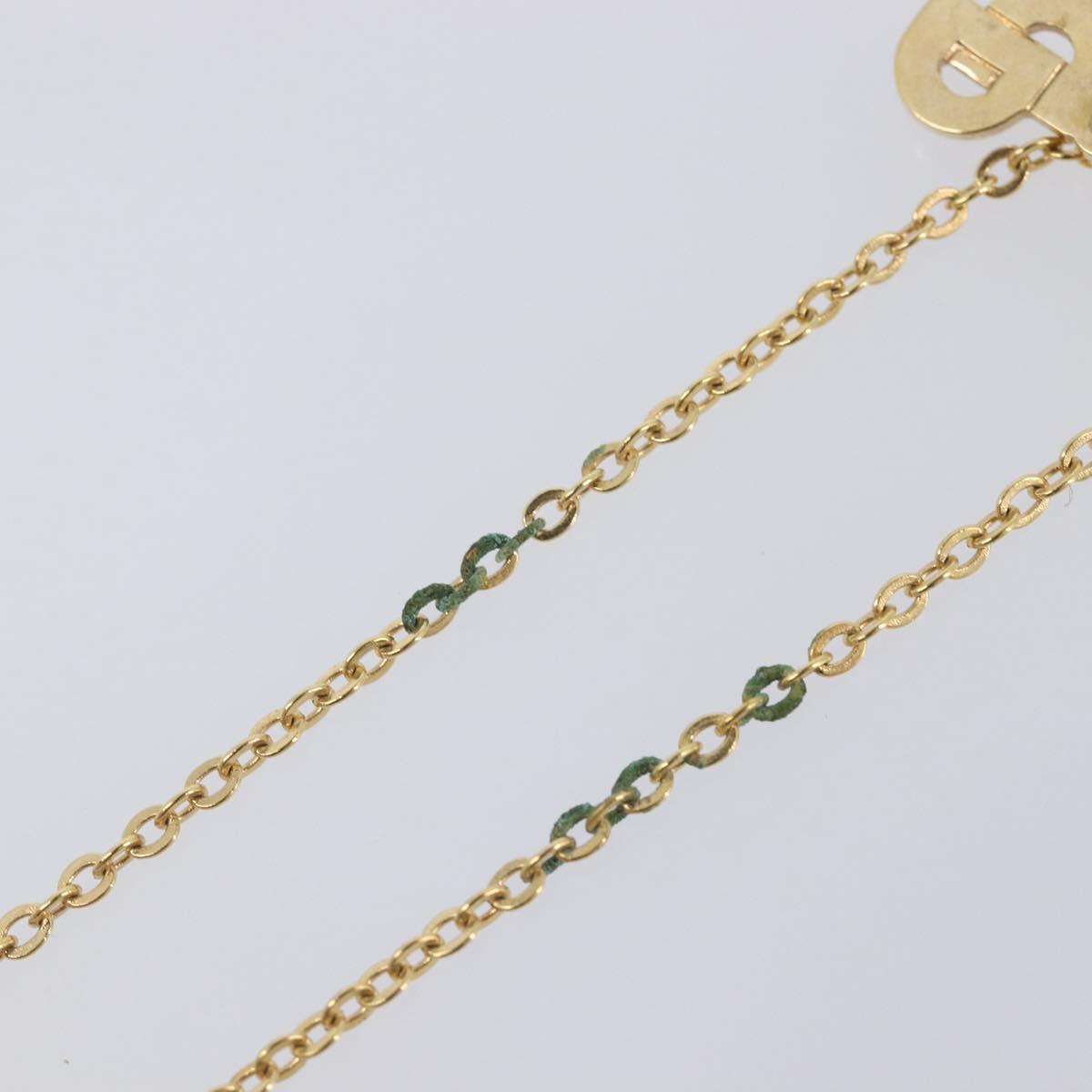 Christian Dior Rhinestone Necklace Metal Gold Tone Black Auth SK150