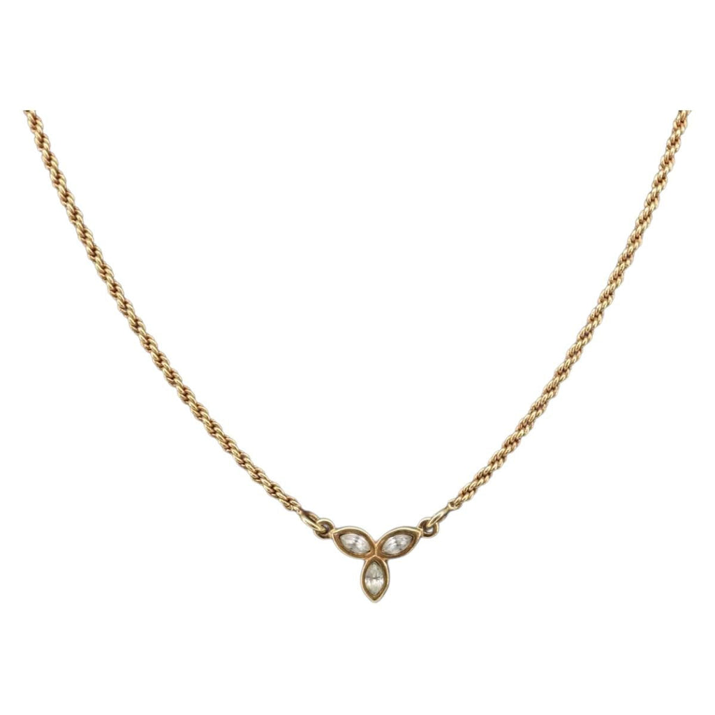 Christian Dior Necklace Metal Gold Tone Auth SK153