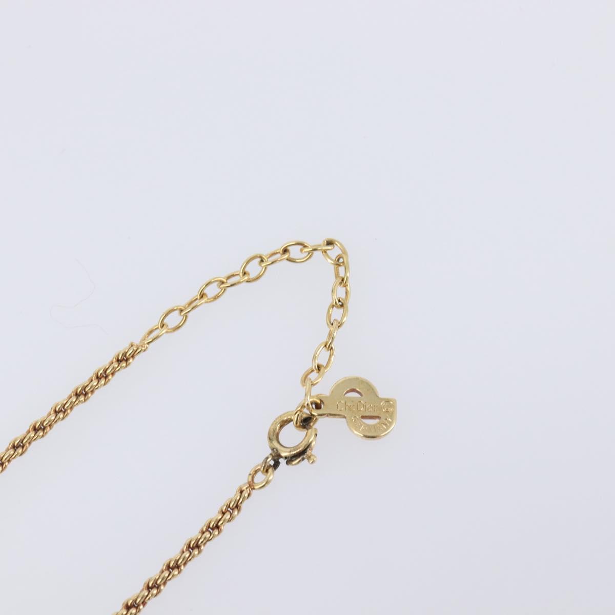 Christian Dior Necklace Metal Gold Tone Auth SK153