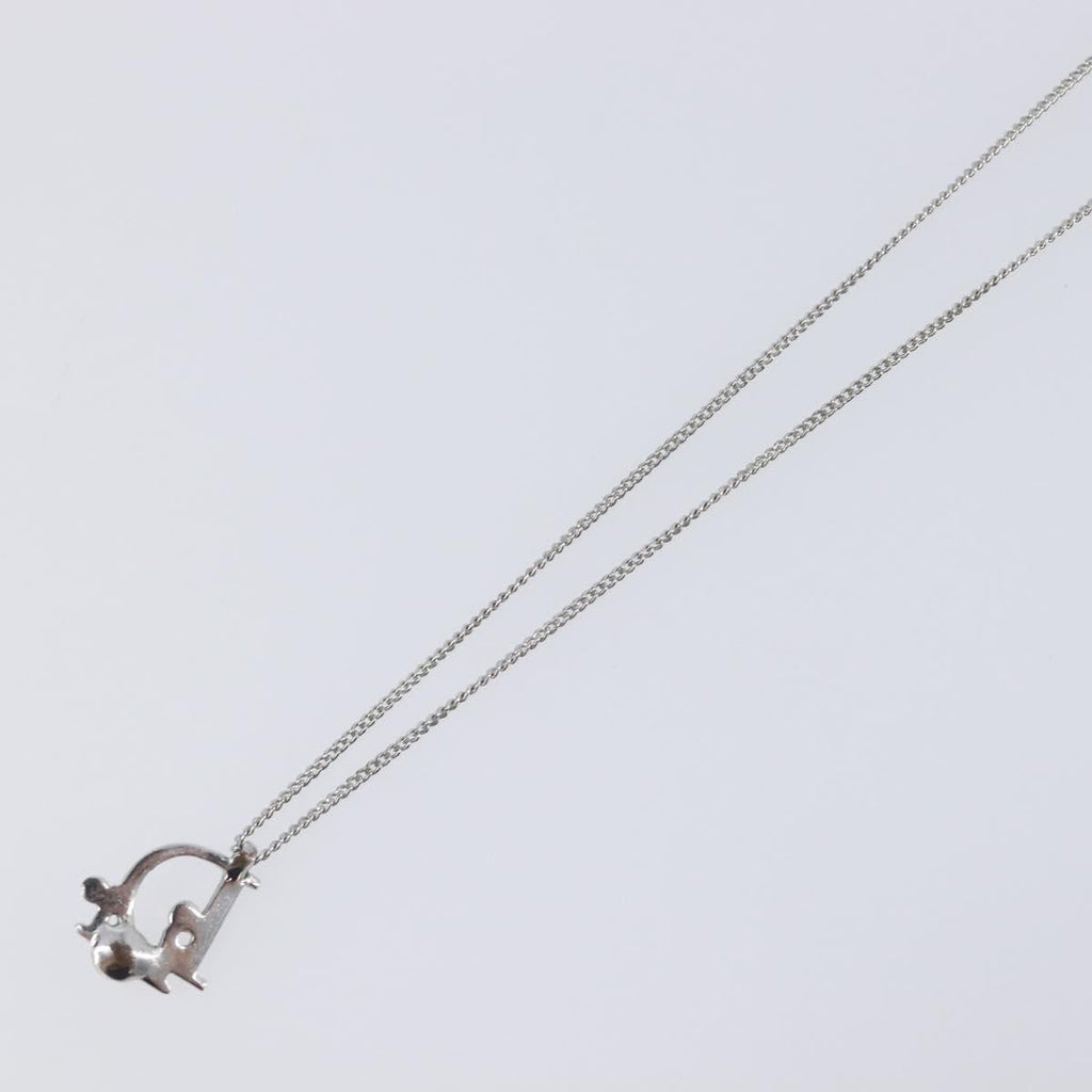 Christian Dior CD Logo Necklace Metal Silver Auth SK160
