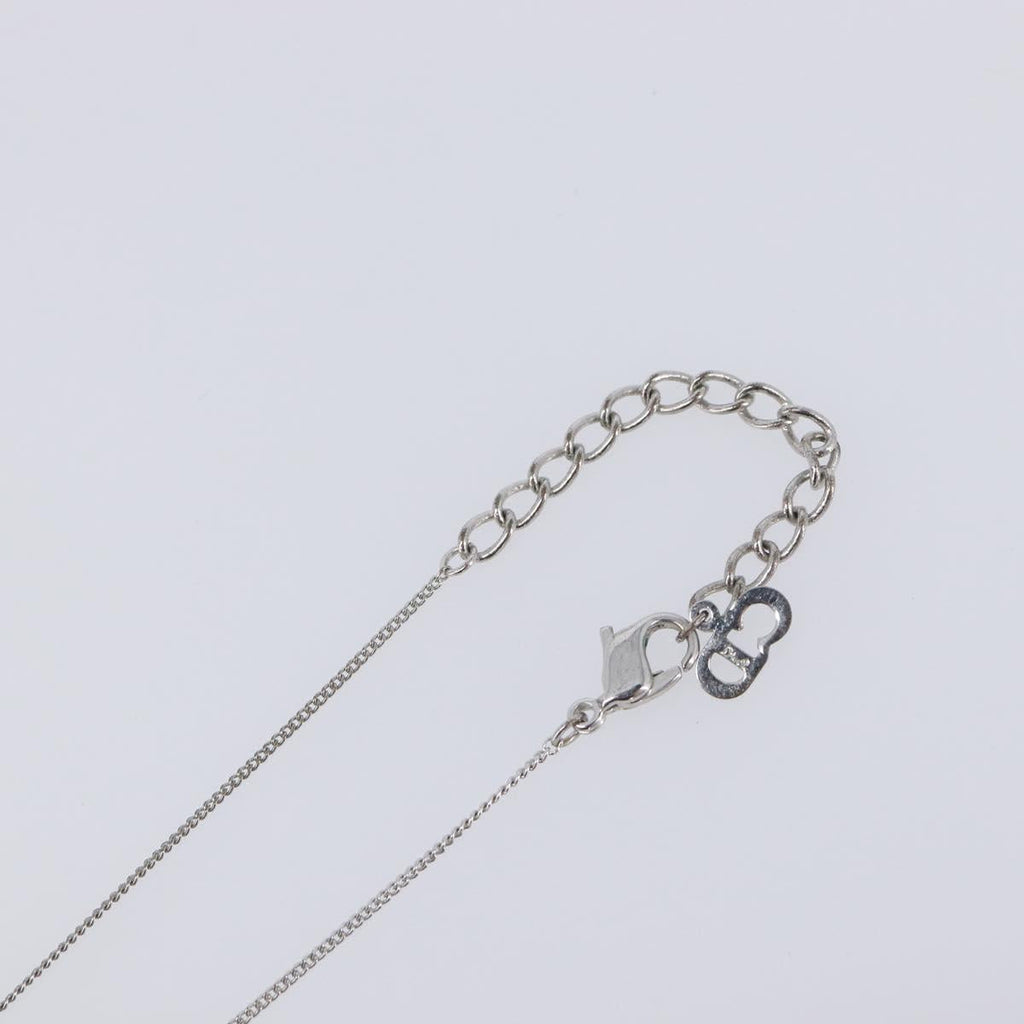Christian Dior CD Logo Necklace Metal Silver Auth SK160