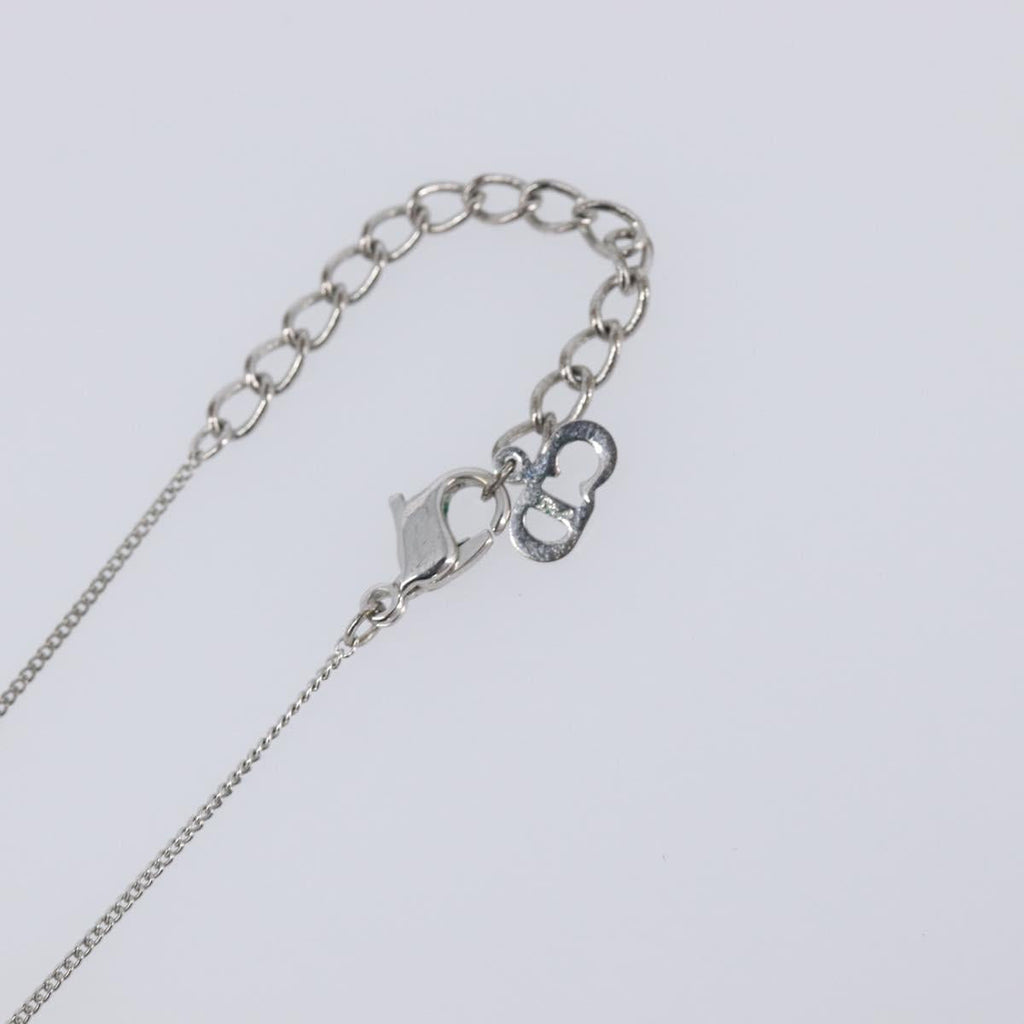 Christian Dior CD Logo Necklace Metal Silver Auth SK160