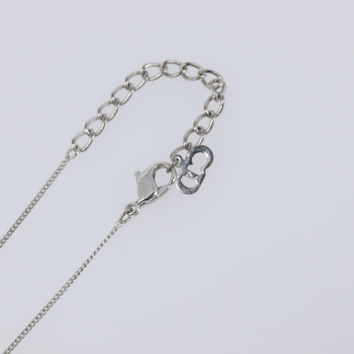Christian Dior CD Logo Necklace Metal Silver Auth SK160