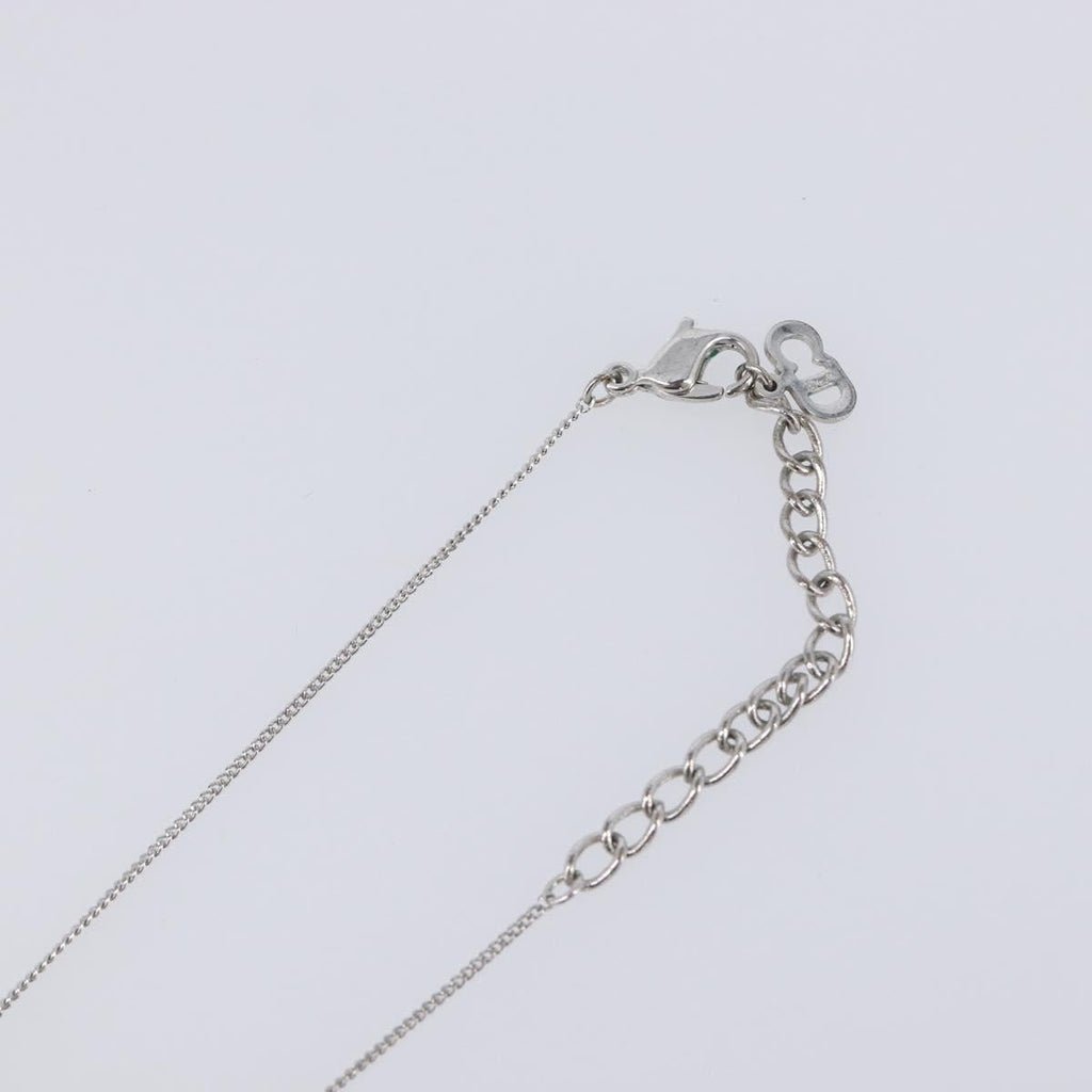 Christian Dior CD Logo Necklace Metal Silver Auth SK160