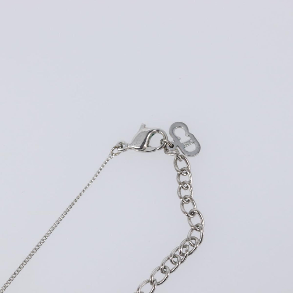 Christian Dior CD Logo Necklace Metal Silver Auth SK160